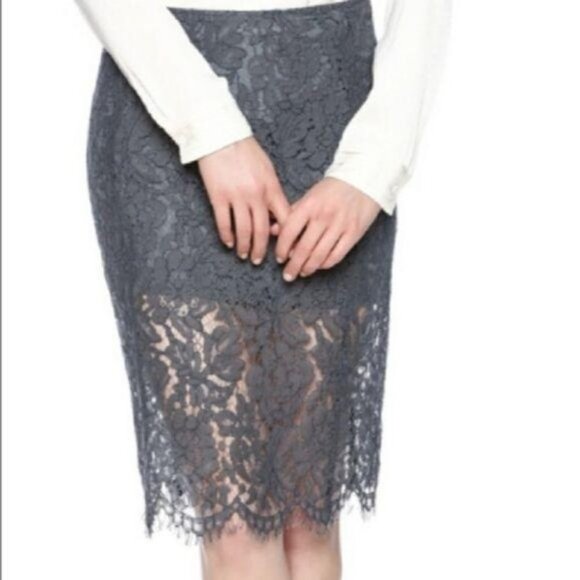 CHASER Gray High Waist Lace Pencil Skirt - Picture 2 of 15